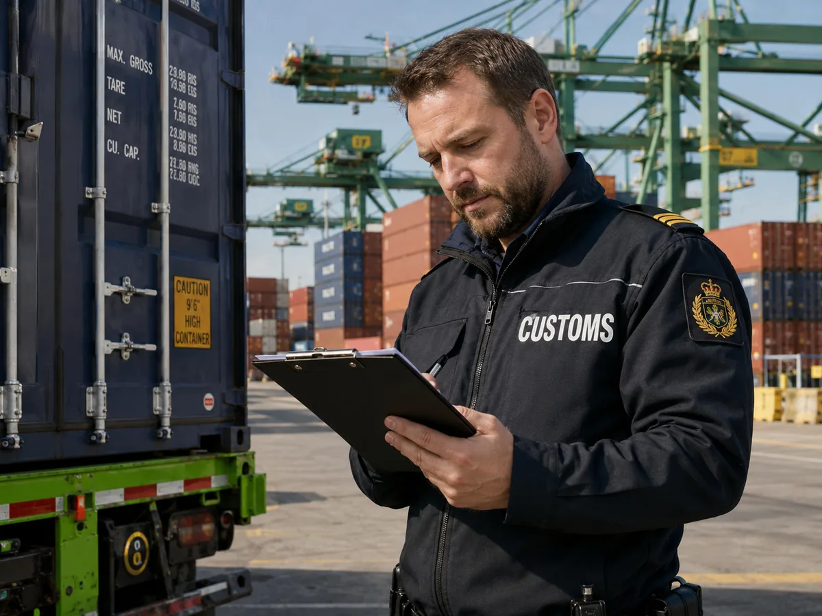 A customs officer at a port